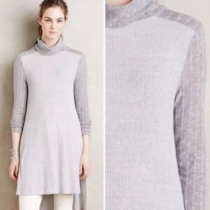ANTHROPOLOGIE | POSTMARK Two Tone Gray Ribbed High Low Tunic Women’s Size Medium